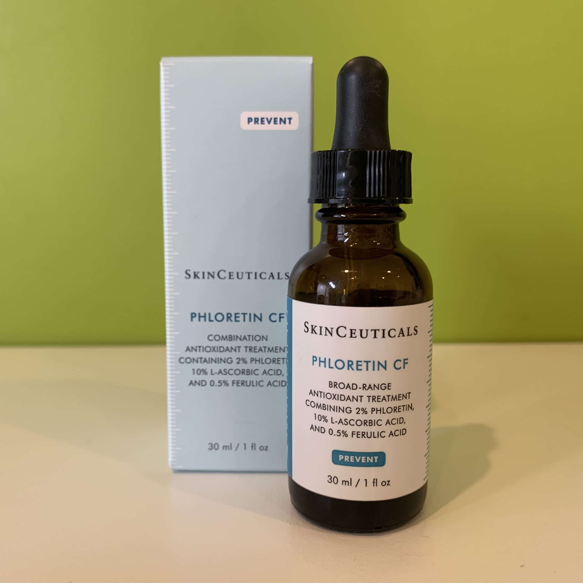 Phloretin CF WITH FERULIC ACID A patented daytime vitamin c antioxidant face serum that delivers advanced environmental protection and diminishes the appearance of fine lines and discoloration.